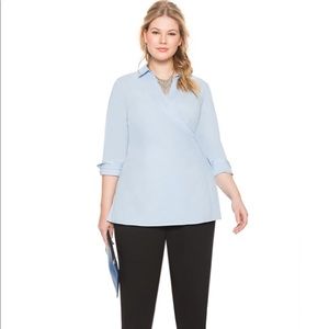 Eloquii Collared Wrap Front Top Size 18
